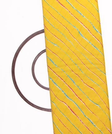 Yellow Colour Lehariya Printed Cotton Fabric